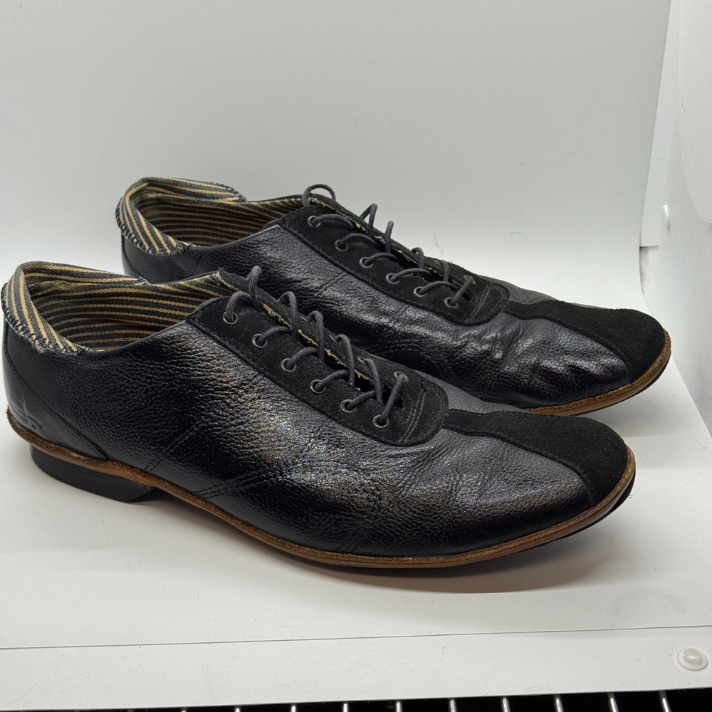 John Flurvog Portobello 2 Black Leather Suede Oxford Dress Shoes Mens Lace sz 10